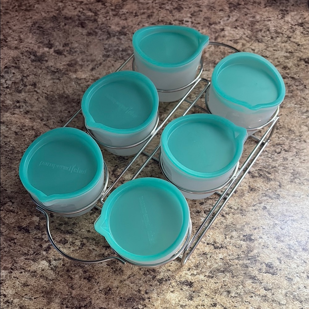 Pampered Chef Mini Freezer Bowls with Lids & Rack